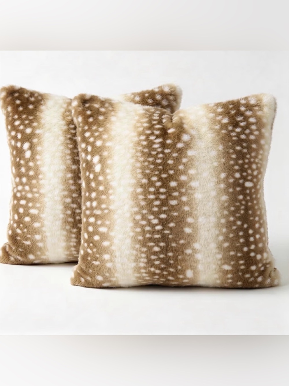 Deer Print Faux Fur Throw Pillow Covers Set of 2 Animal Print Pillowcases